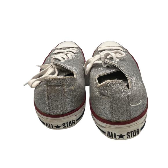 Converse All Stars Silver Glitter Low Top Sneakers Shoes Mens 6 Womens 8 Skater - Picture 5 of 6